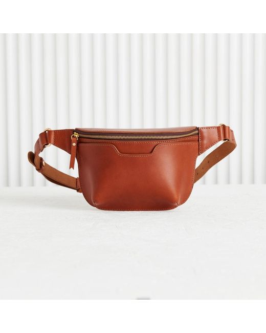 VIDA VIDA Brown Structured Tan Leather Sling Bum Bag