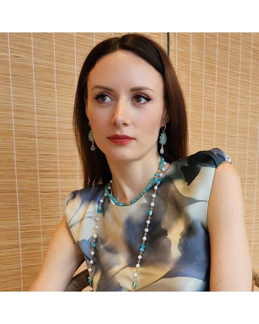Farra Green Teardrop Amazonite Dangle Earrings