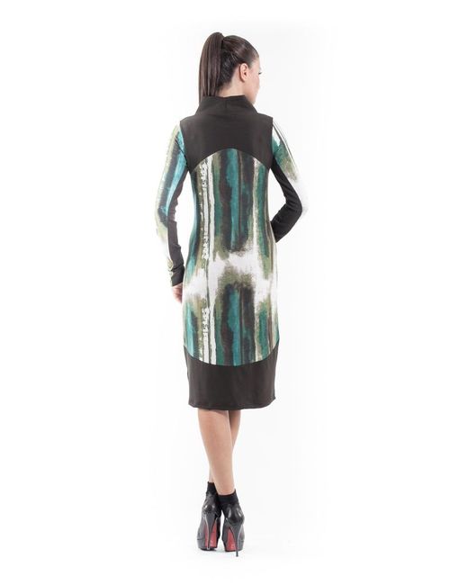Conquista Green Print & Solid Colour Dress