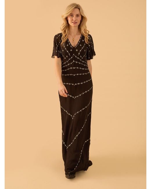 Rose & Nancy Black Rose Sequin Maxi Dress