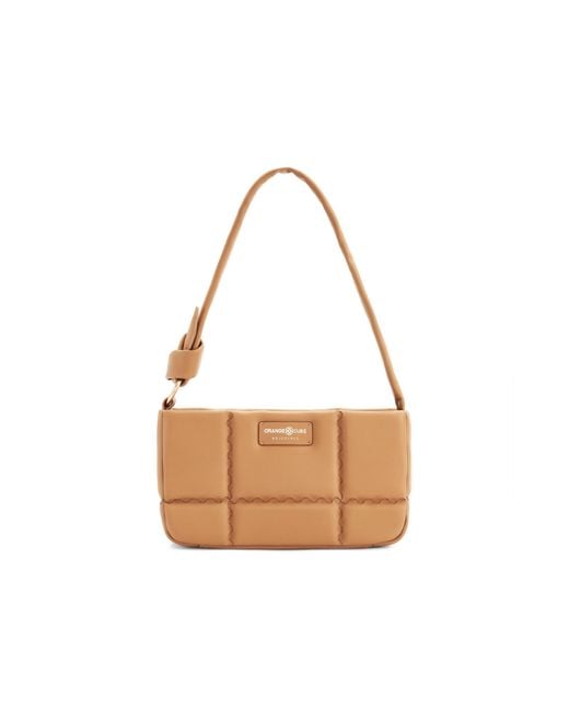 Orange Cube White Square Stitch Cushion Shoulder Bag