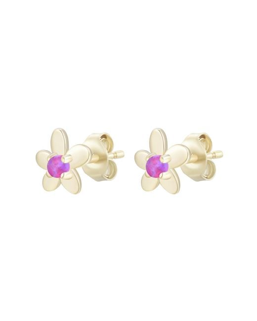 KAMARIA Metallic Mini Flower Opal Stud Earrings