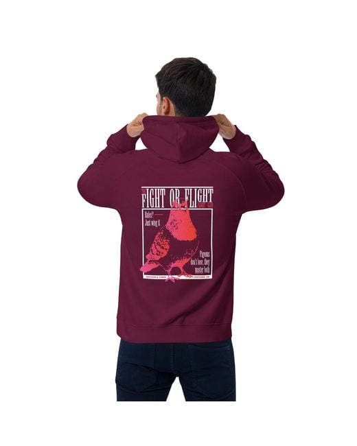 Anchor and Crew Red Burgundy Eight Fight Or Flight Club Editions Organic Cotton Hoodie for men