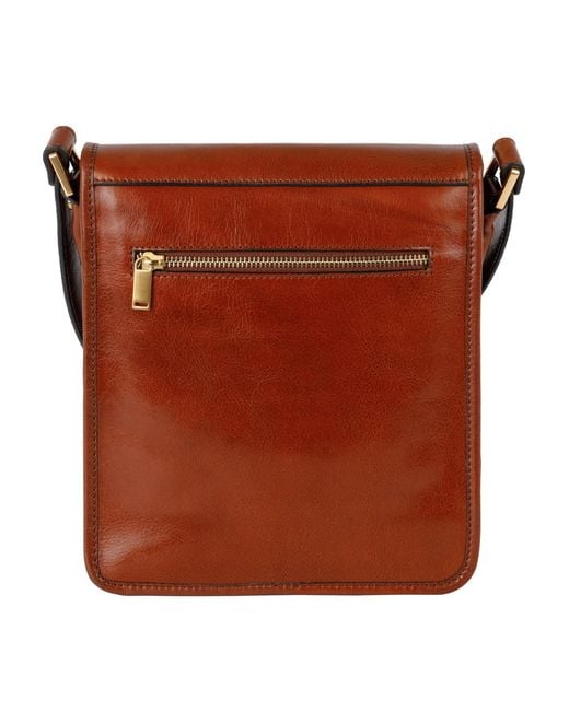 Time Resistance Brown Small Leather Messenger Bag for men
