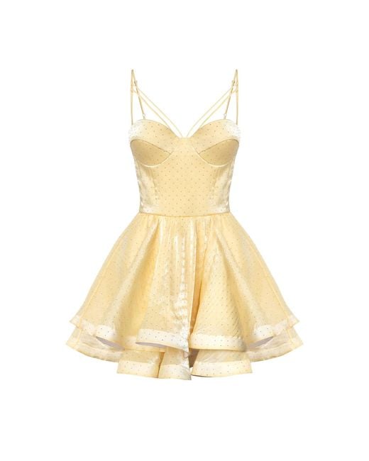 POST MERIDIEM Metallic Mini Bustier Dress With Rhinestones