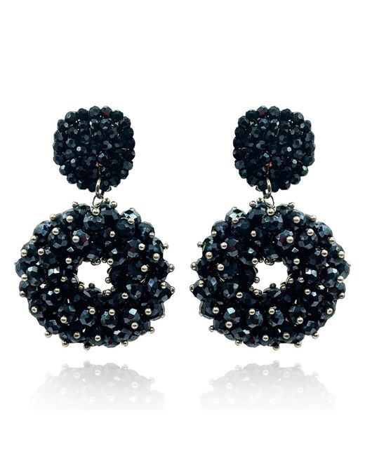 Michael Nash Jewelry Blue Christine Glass Faceted Bead Clip On Drop Earrings