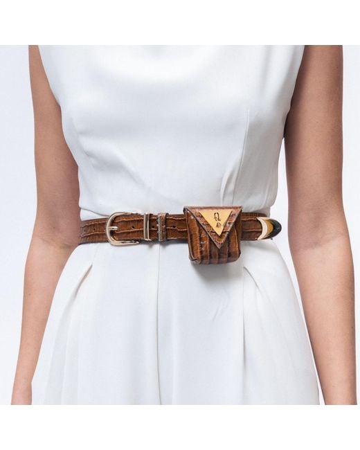 Vazaf Brown Pocket Belt Croco