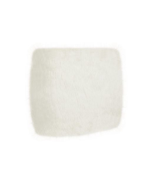 Miss Circle New York White Narla Ivory Low-Waisted Fur Mini Skirt