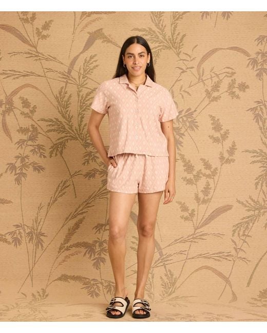 Known Supply Pink Terry Cotton Button Up Shirt