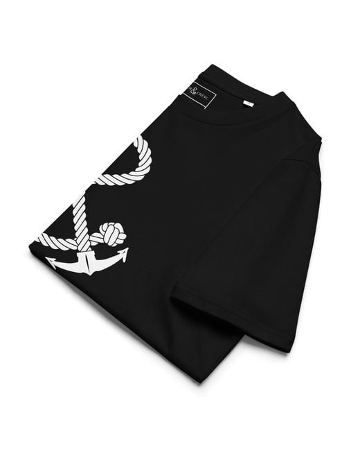 Anchor and Crew Black Oversized Ampersand Signature Organic Cotton T-Shirt
