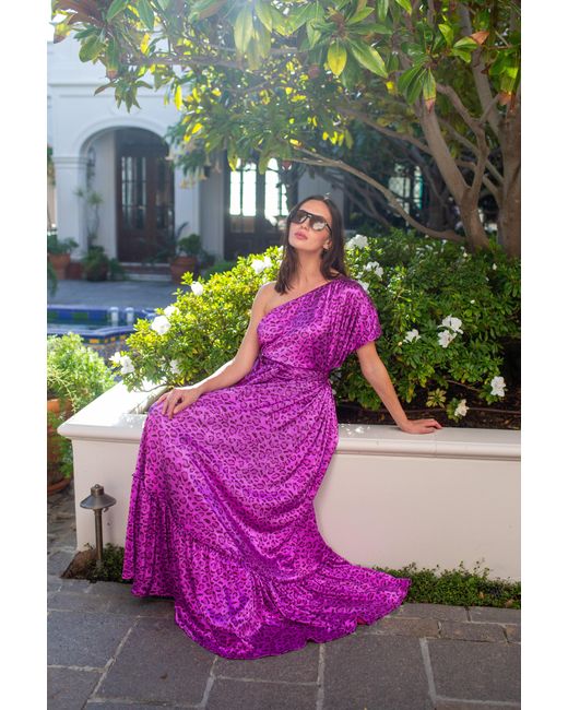 Jennafer Grace Purple Tatjana One Shoulder Maxi Dress