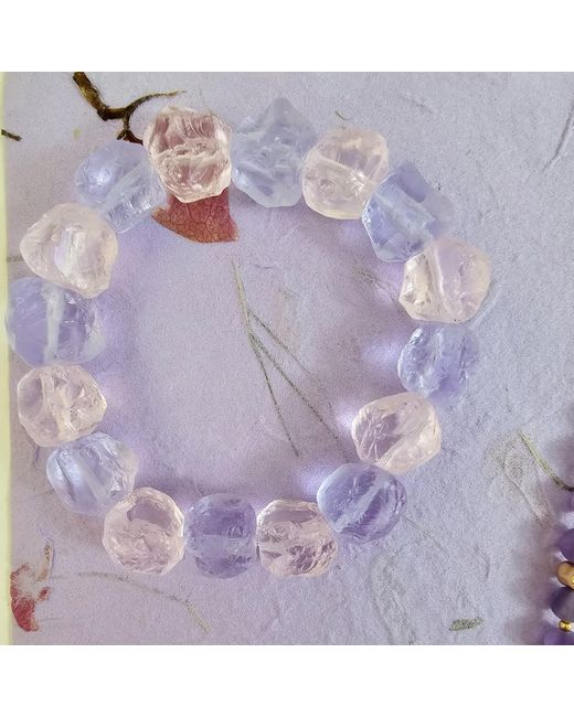 Farra Purple Nugget Amethyst And Rose Quartz Stretchy Bracelet