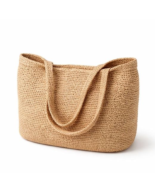 Springmoonatelier Natural Neutrals Handmade Raffia Oversized Tote Bag – Perfect For Shopping & Beach Days