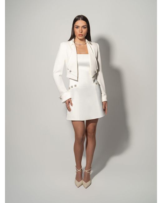 Tia Dorraine White Blame Gravity Satin Mini Dress – Pearl