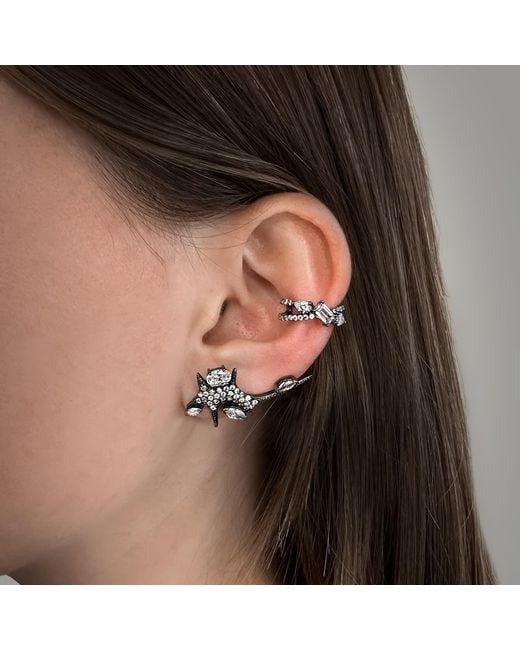 SALLY SKOUFIS Metallic Natural Ear Climber With Made Cz Diamond Stimulant