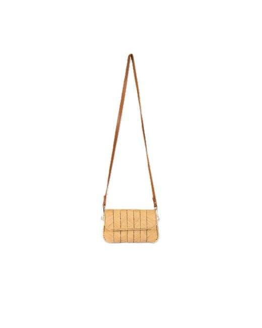 Springmoonatelier Metallic Neutrals Cream Raffia Medium Strappy Bag