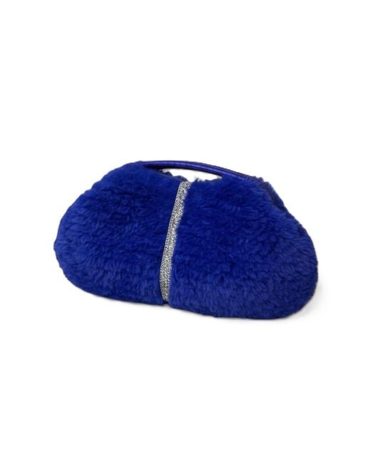 Springmoonatelier Blue Royal Handmade Plush Clutch Bag – Limited Edition Winter Luxury