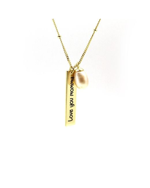 VicStoneNYC Fine Jewelry Metallic Love You Mommy Pearl Necklace