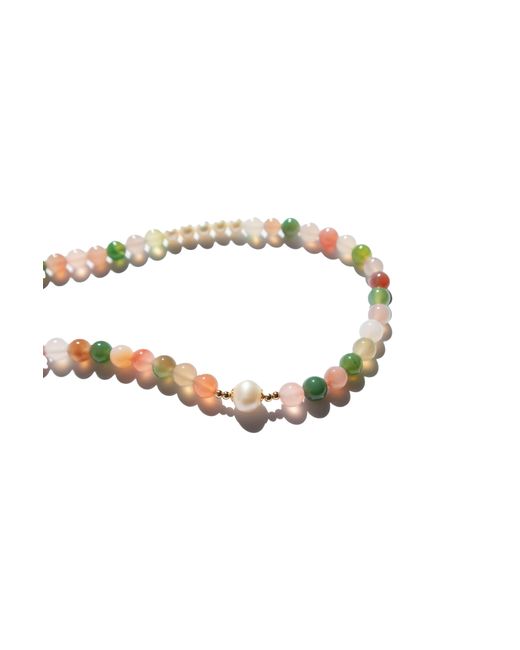 seree Metallic Summer Beaded Gemstone & Pearl Choker Necklace