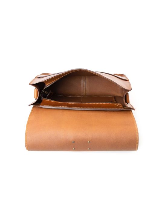 THE DUST COMPANY Brown Leather Messenger In Cuoio for men