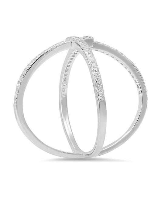 Kylie Harper Metallic Sterling Zig-Zag Crossover Diamond Cz Ring