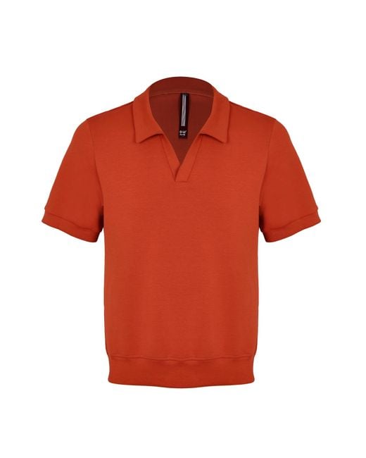 DAVID WEJ Red Enzo Cotton V-Neck Polo for men