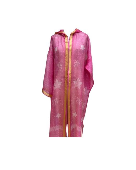Tiger and the Monkey Pink The Gabriella Handloomed Sheer Silk Shibori Coverup Duster