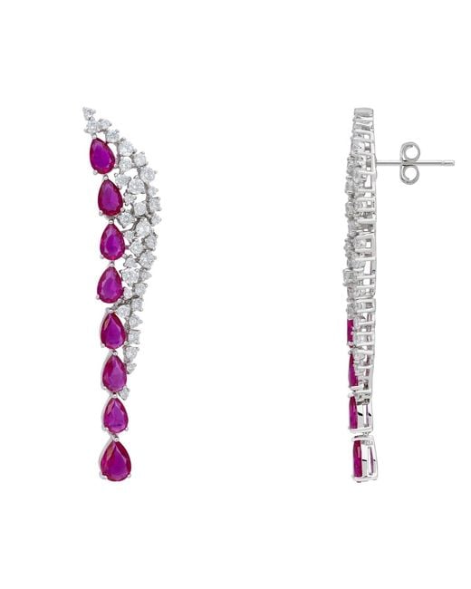Latelita London Pink Baroness Gemstone Drop Earrings Ruby
