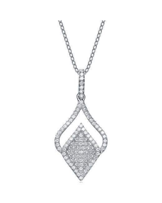 Genevive Jewelry Metallic Sterling Silver White Cubic Zirconia Heart Pendant