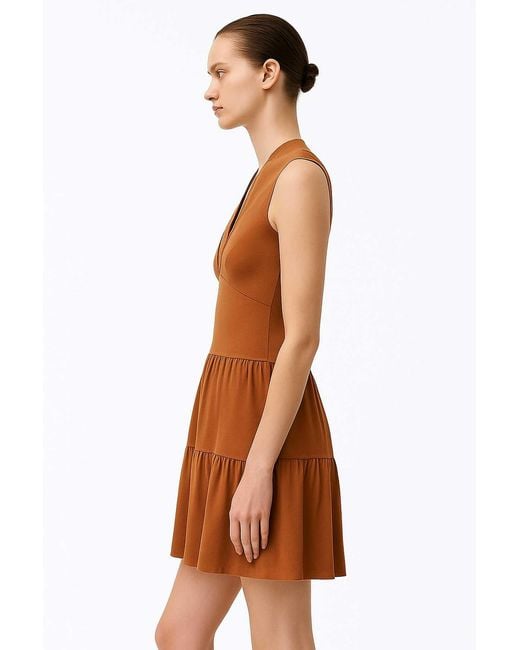Conquista Brown Cinnamon Micromodal-Blend Jersey Sleeveless Dress