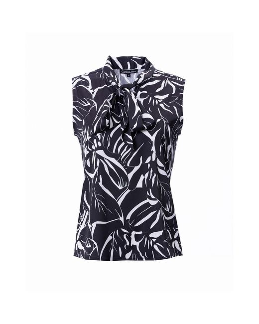 Carloslines Blue Bow Tie Sleeveless Blouse