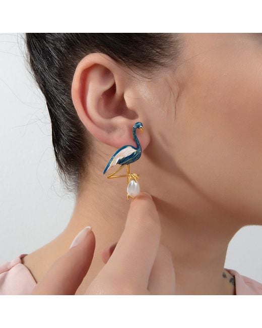 Milou Jewelry Blue Flamingo Earrings
