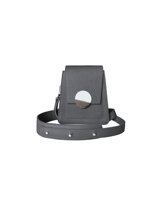 Deanog Gray Yeen Mini Leather Crossbody Bag – Graphite