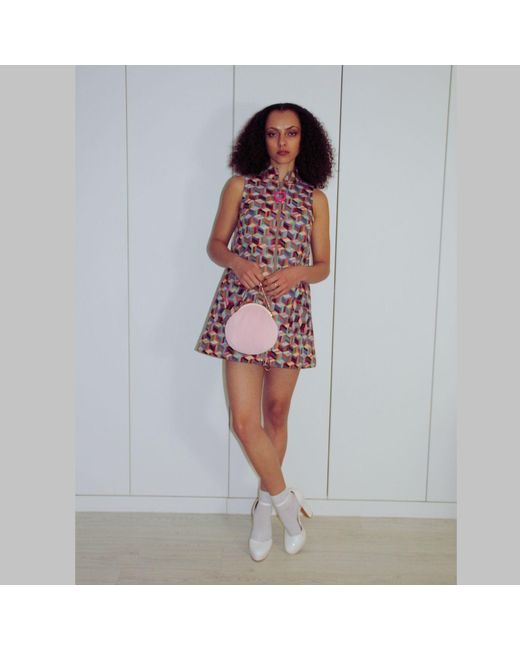 Couture to Your Door Blue Mod Mini Geometric Aline Tapestry Dress