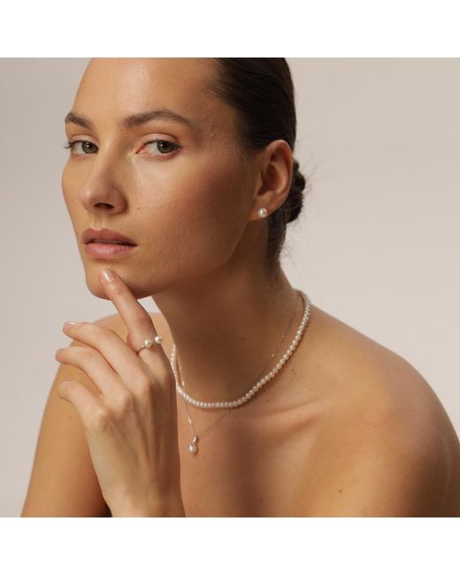 Pearl Code White Ivory Double Pearl Cocktail Ring