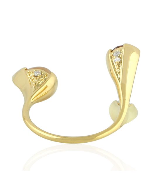 Artisan 18k Yellow With Diamond & Moonstone Multi Gemstone Adjustable Ring Jewelry