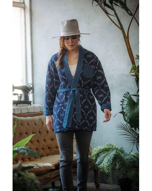&SONS Trading Co Blue Damsons Hanten Quilted Jacket