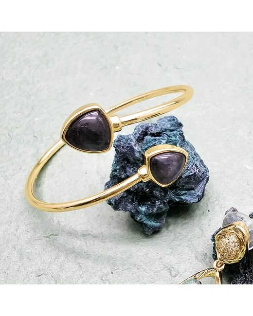 Farra Metallic Obsidian Stone Minimalist Bangle