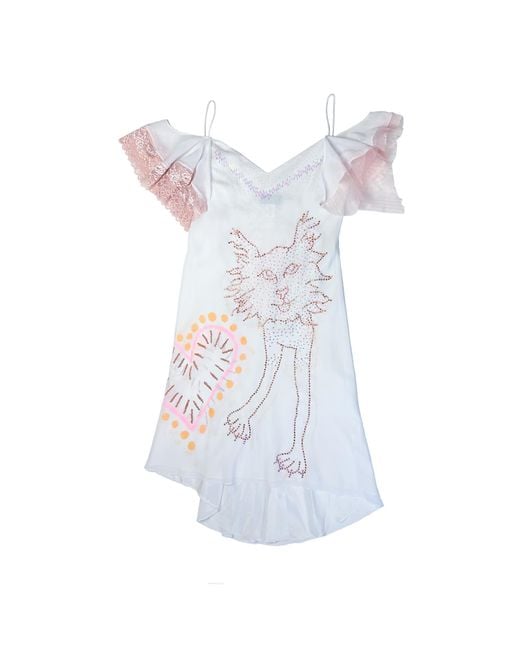 Acid Cat Neutrals Kitty Love Dress in White | Lyst UK