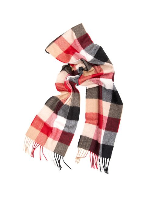 Kinalba Red Oban Camel Block Cashmere Scarf for men