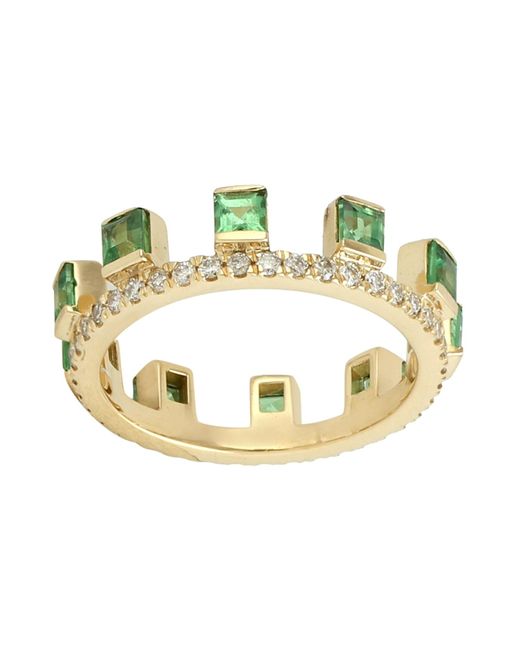 Artisan Metallic Square Tsavorite & Diamond Tiara Band Ring