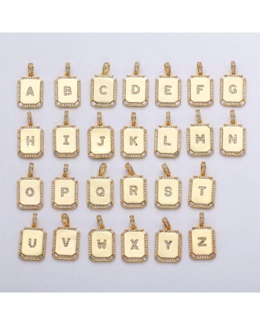 Harfi Metallic Plated Personalised Initial Cubic Zirconia Shiny Letter Charm Necklace