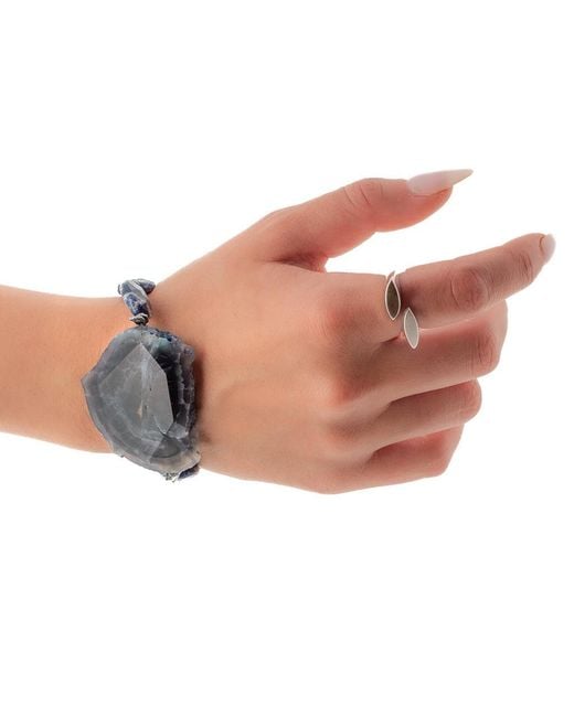 Ebru Jewelry Blue Natural Agate Stone Emotional Balance Bracelet