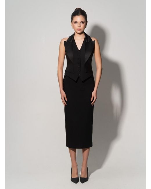 Tia Dorraine Black Single-Breasted Waistcoat & Skirt Set