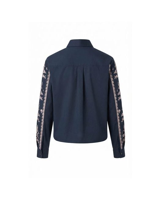 Nooki Design Blue Sienna Embroidered Cropped Shirt