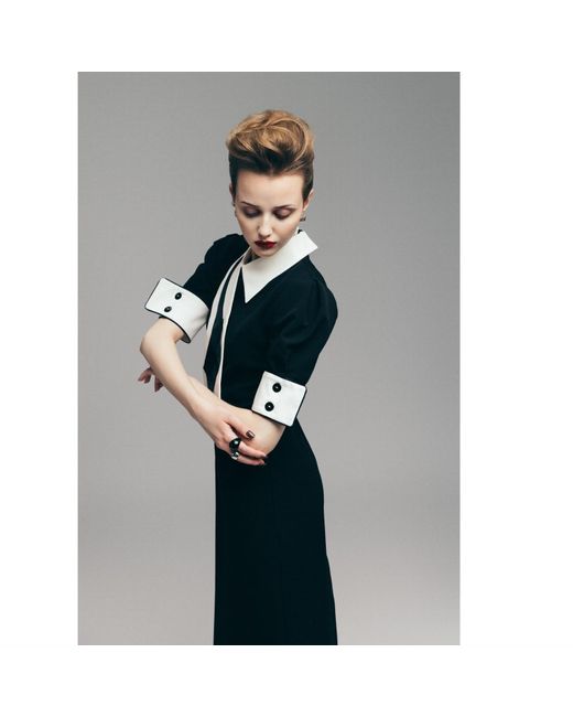 Julia Allert Black Formal Fitted Dress With Collar