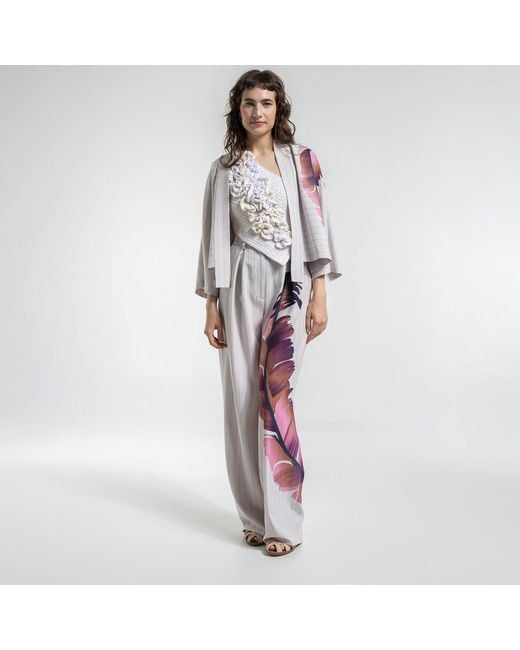 ARTISTA White Neutrals Touch Line Wide Leg Pants