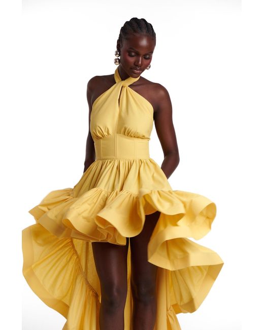 Ofuure Yellow Ima Hi-Low Dress