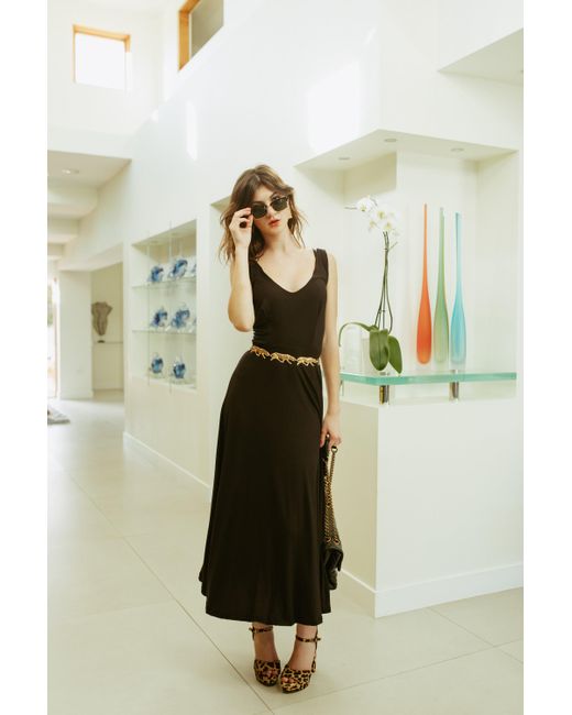 Jennafer Grace Onyx Fit & Flare Slip Dress in Black | Lyst
