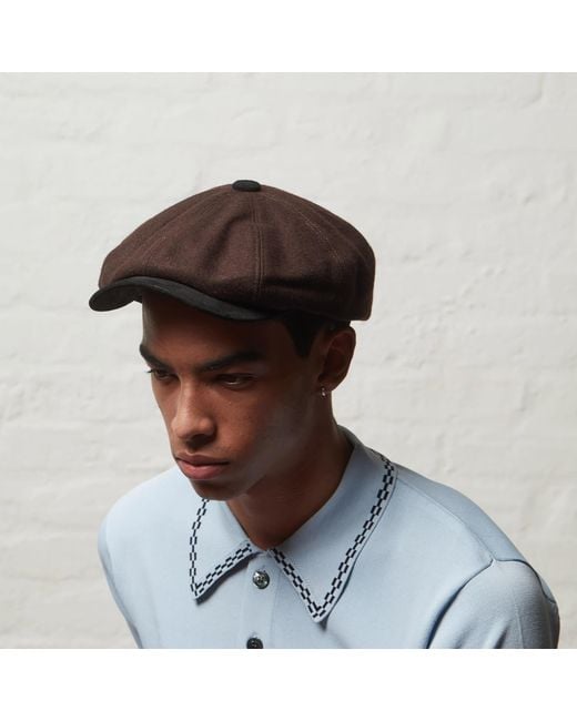 Dasmarca Hats Brown Eden Cocoa Wool Newsboy Bakerboy Peaky Cap With Leather Visor Peak for men